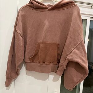 Free People Women's Hoodie sweatshirt  - burgundy rust color size XS